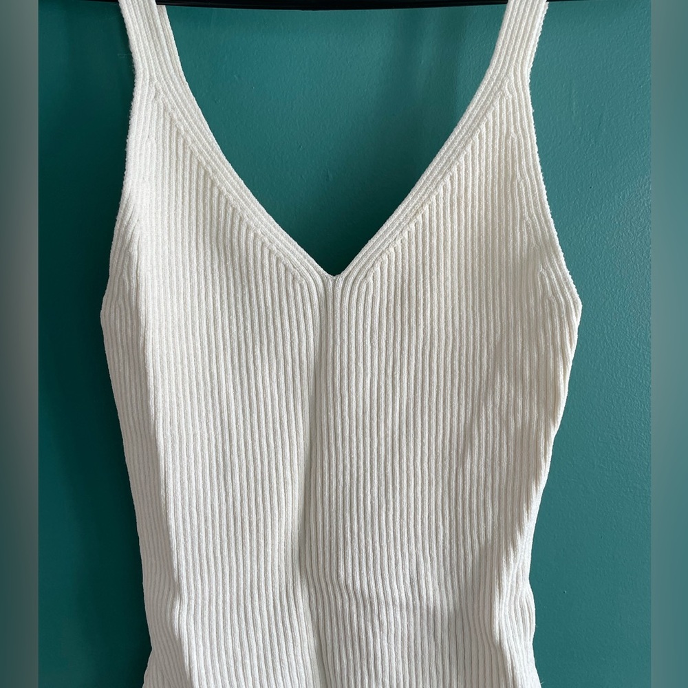 Abercrombie and Fitch Ribbed Tank Top Bodysuit, White, Size XS
